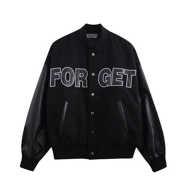 

men's jackets high street pu baseball varsity collage coats hip hop streetwear letter embroidery ouwear clothing oversize, Black;brown