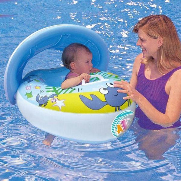 Schwimmweste Boje Schwimmender aufblasbarer Schwimmring Sicherheit Bady Schwimmschlauch Abnehmbarer Sonnenschutz Baby Rin