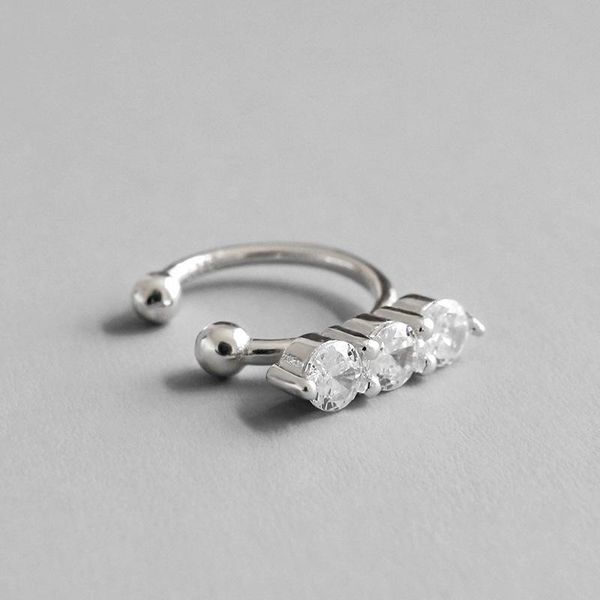 

clip-on & screw back hfyk 2021 fashion cubic zirconia clip earring for women 925 sterling silver earrings wedding party on ear cuff