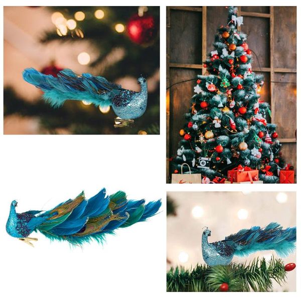 

christmas decorations 12in peacock feather xmas tree ers decoration merry ornaments turquoise diy pendants natal