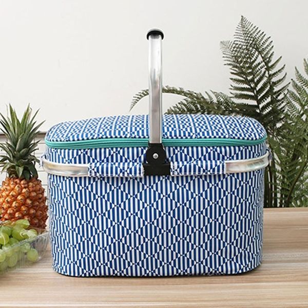 

storage bags 25l outdoor picnic insulated cooler bag with foldable aluminum handle collapsible waterproof zippered tote basket box