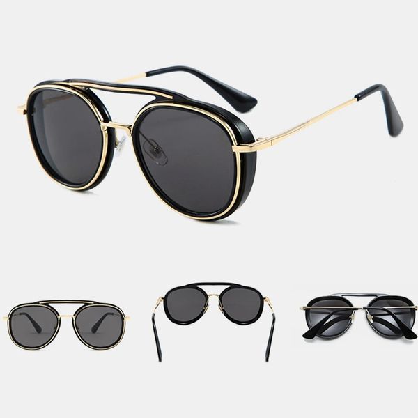 

men oval full thick frame uv protection fashion vintage sunglasses, Black