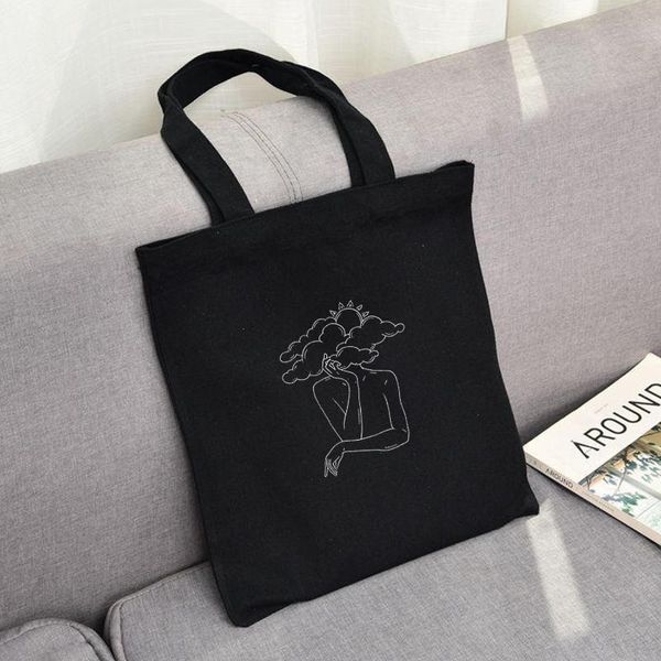 

shopping bags fashion canvas bag art travel storage creative human body hand print handbags ladies simple