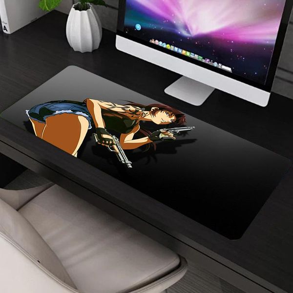 

mouse pads & wrist rests gaming pad of black lagoon manga deskpad mat long stitch carpet for full gamer pc kawaii accessories keyboard white