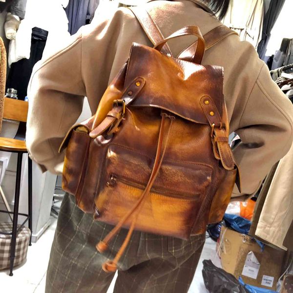 

leather handmade leather backpack women's style