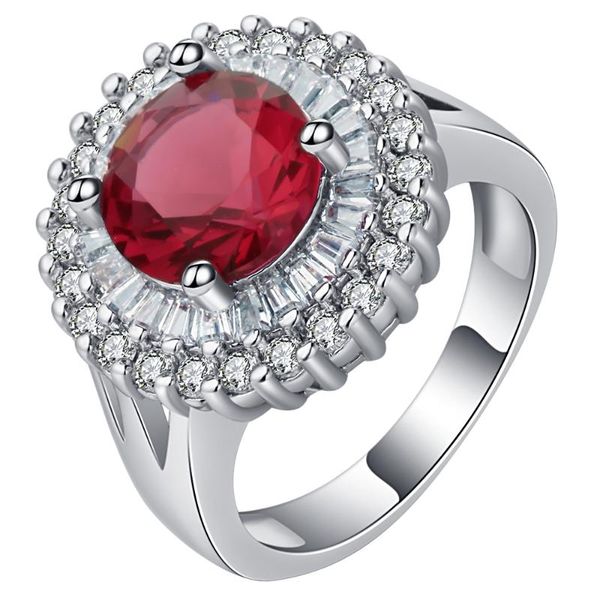 

wedding rings ufooro red stone ring fire oval birthstone cz jewelry charm finger female band size 6-10 gift, Slivery;golden