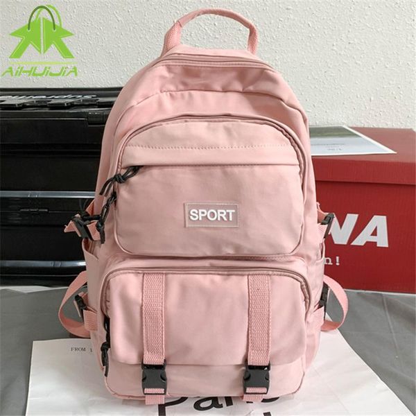

backpack solid color nylon simplicity fashion travel multifunction rucksack large capacity lapschool bag