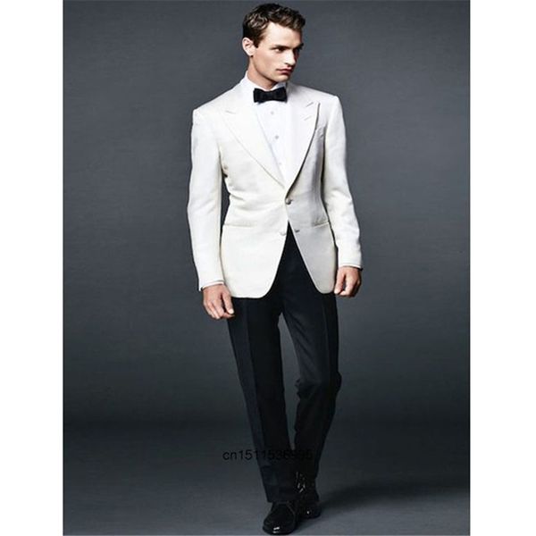 

men's suits & blazers classic ivory style wedding suits 2021 man's peak lapel groom jacket male suit (jacket + pants), White;black