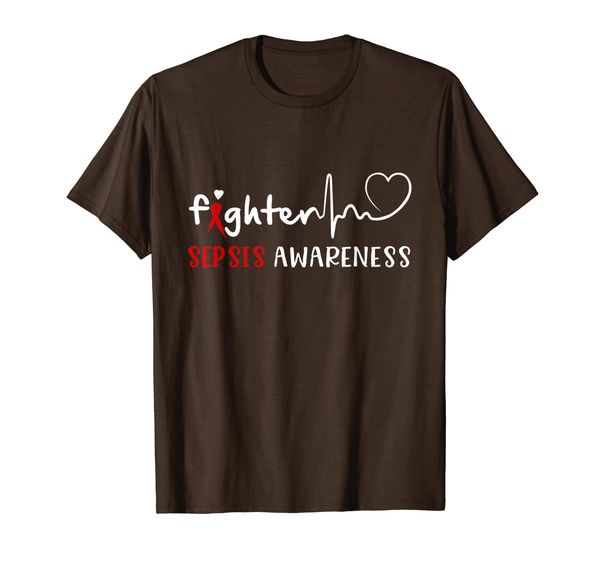 

fighter sepsis awareness survivor ribbon heartbeat t shirts, White;black