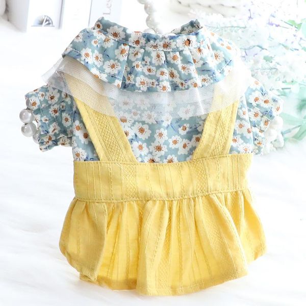 

cartoon dog clothes floral clothing for dogs daisy print dress small super pet outfits cute spring summer green ropa para perro apparel