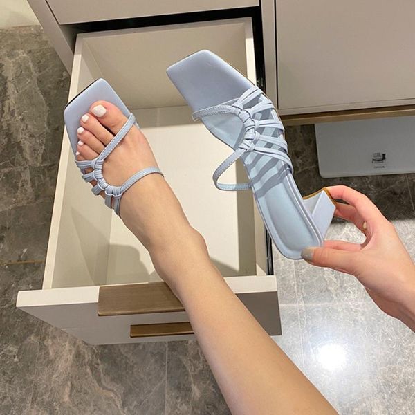 

designer shoes female women slippers sandals heels summer fashion narrow band slides women's outdoor slip on open toe, Black