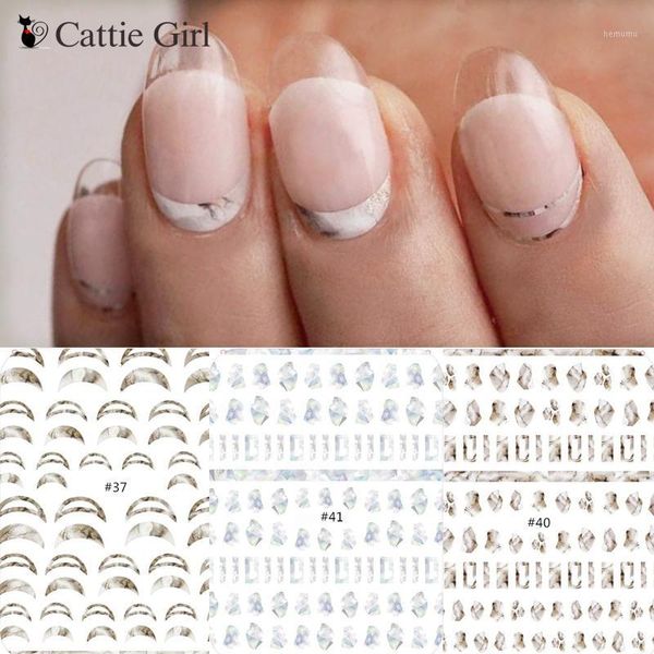 

1pc marble stone curve stripe 3d nail sticker lines nails stickers decals adhesive striping tape accessories set1, Black