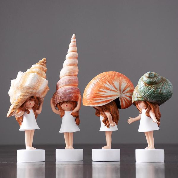 

decorative objects & figurines modern lovely conch girl mini cute kawai sea snail baby resin fairy garden miniatures crafts birthday wedding