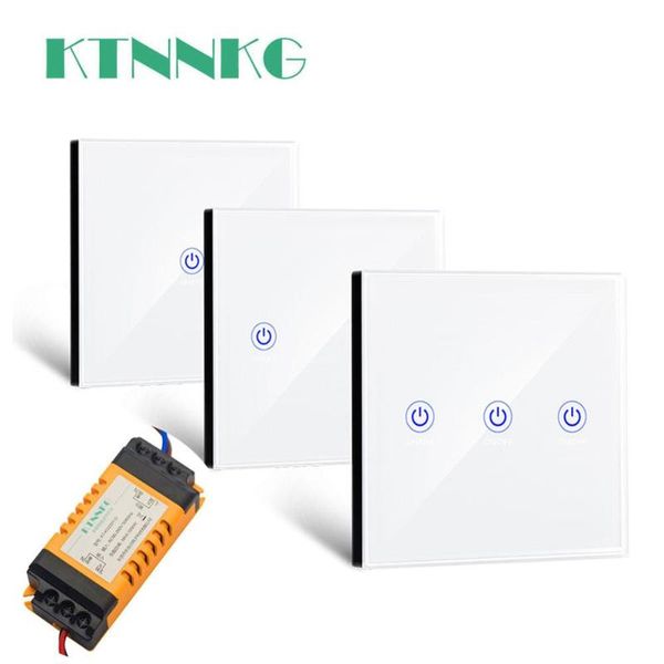 

smart home control ktnnkg 1/2/3 gang 433mhz push wireless switch light rf remote 110v 220v receiver with tactile ceiling lamp