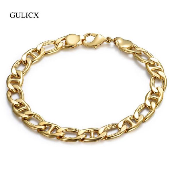 

link, chain gulicx hiphop rock style man's stainless steel bracelets 21cm gold-color lobster clasp women party jewelry glbl072a, Black