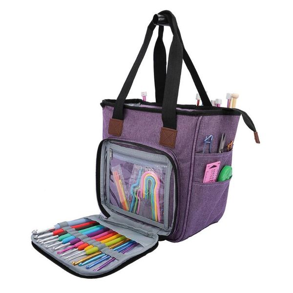 

portable knitting bag yarn wool crochet storage sewing needle diy organizer for hooks needles sets bags