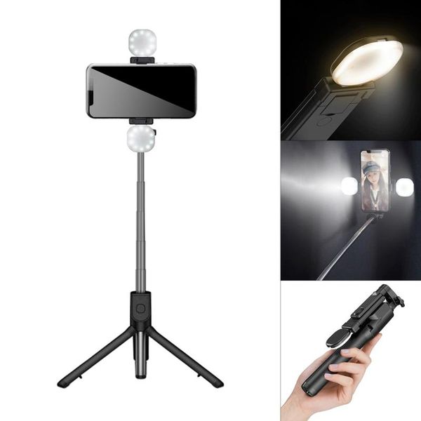 

double fill light live selfie stick tripod bluetooth remote control for smart phone makeup outdoors video monopods
