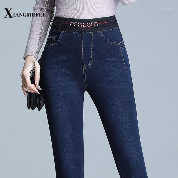 

women's jeans high waist slimming comfortable thicken lambswool trousers inner layer for winter quality brand warm pants, Blue