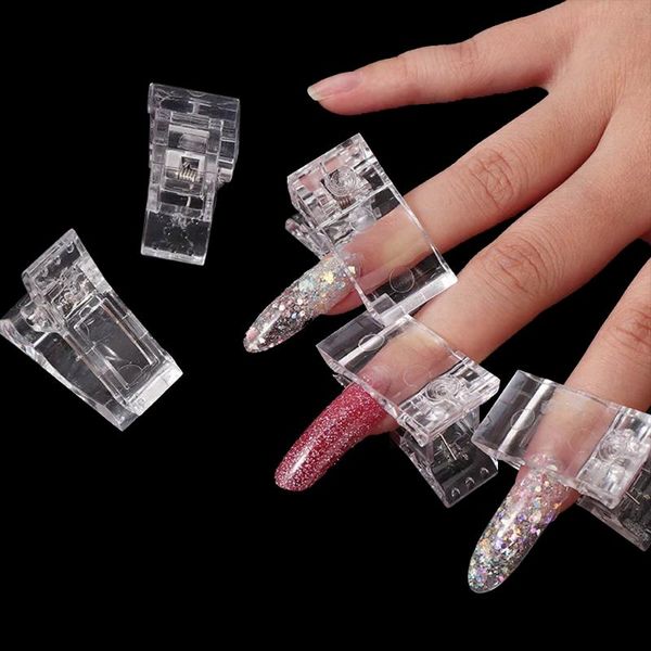 

false nails nail clip acrylic plastic finger polish extension tips quick building mold uv gel led manicure art builder tool, Red;gold