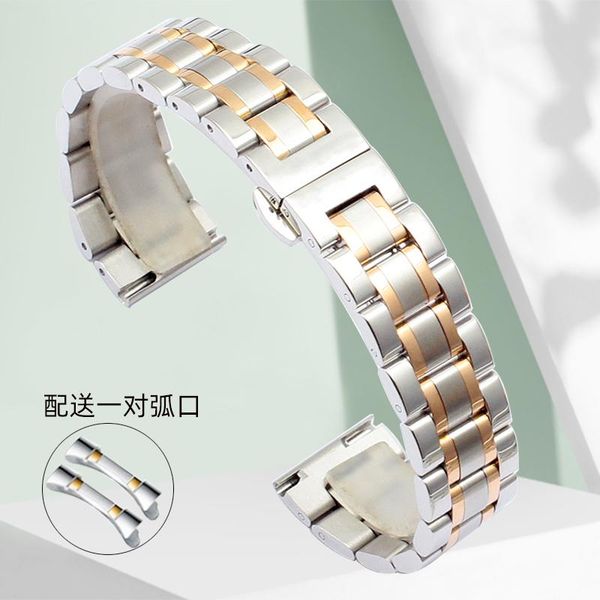

watch bands carouse stainless metal steel strap 13mm 14mm 16mm 18mm 20mm 22mm24mm black silver rose gold band link bracelet watchband, Black;brown
