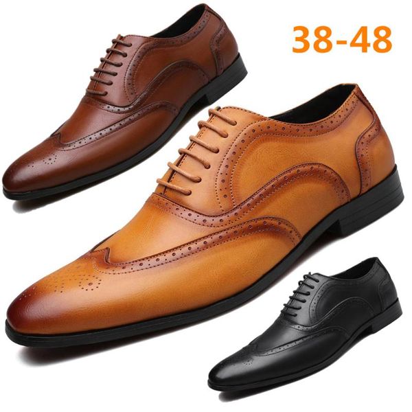 

dress shoes 2021 men formal genuine leather business casual office luxury male breathable oxfords, Black