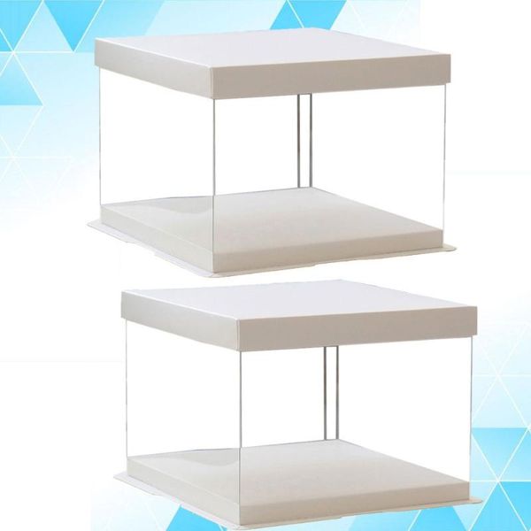 

gift wrap 2pcs 8inch transparent birthday cake box container dessert storage (transparent)