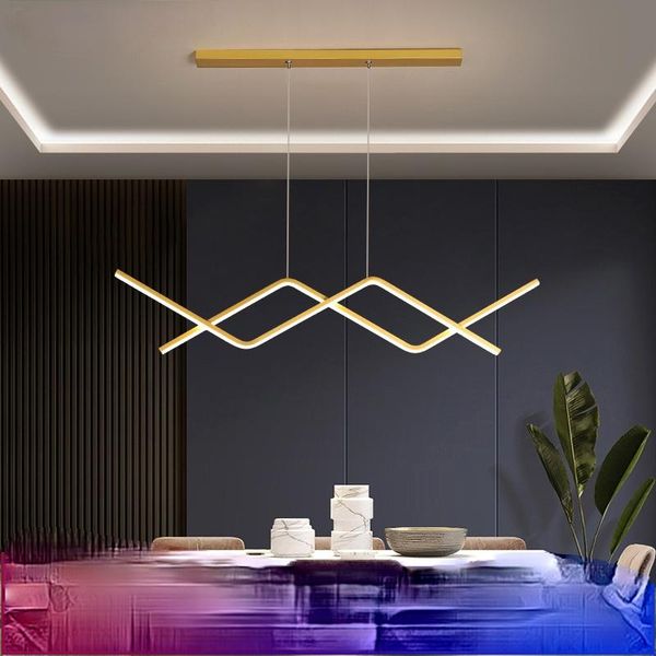 

chandeliers creative minimalist led designer luxury chandelier modern restaurant golden black bartable lamp nordic dine
