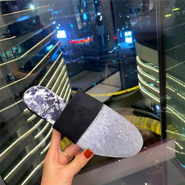 

slippers summer ladies round head color matching elastic cloth flat fashion casual k5fl, Black