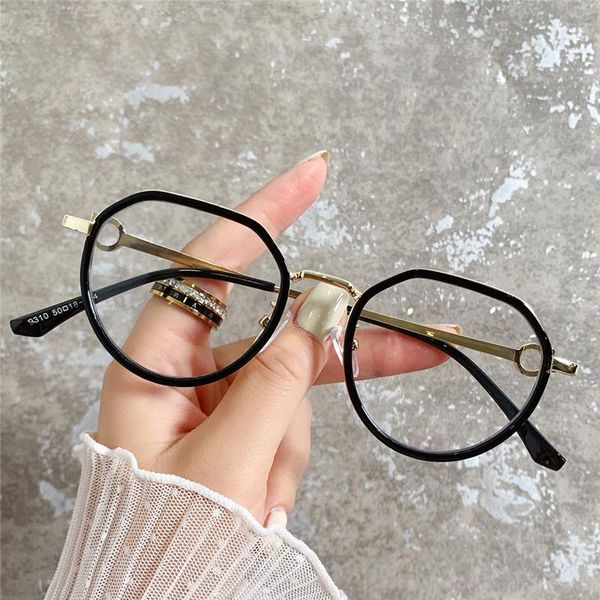 

fashion sunglasses frames cubojue glasses women male reading eyeglasses female spectacles polygon eyewear plain transparent, Black