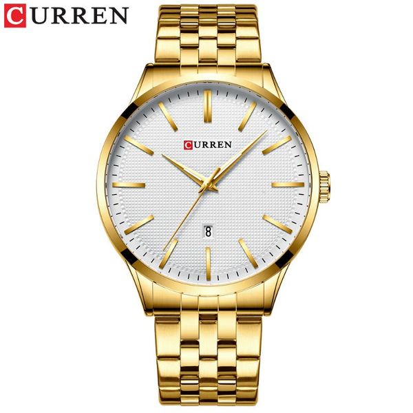 

wristwatches men's watch brand curren luxury quartz wrist male clock business watches relogio masculino stainless steel band, Slivery;brown