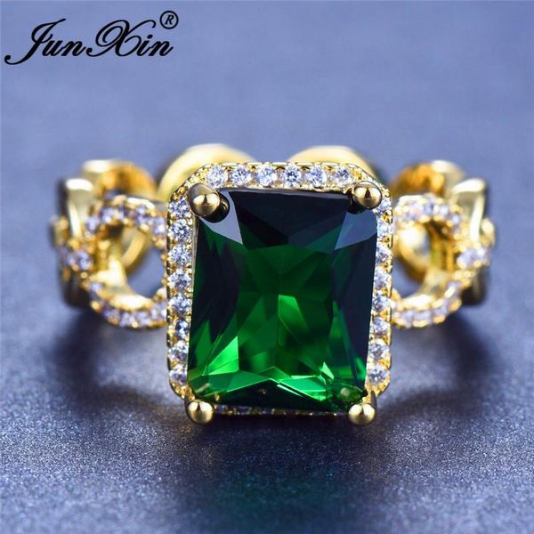 

wedding rings junxin luxury bride yellow gold engagement ring purple green blue stone square zircon for women vintage jewelry, Slivery;golden