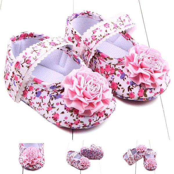 

first walkers baby floral print princess shoes girl anti-slip magic casual walking shoe toddler soft soled