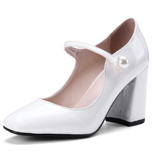 

boots shoes woman laides plus size 26-62 women pumps buckle shallow zapatos mujer fashion autumn chunky high heels girls g61126, Black