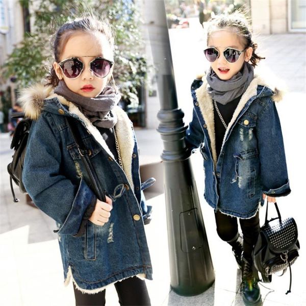 

jackets girls baby's kids coat jacket outwear 2021 blue jean warm plus velvet thicken winter autumn cotton outdoor fleece children&#039, Blue;gray