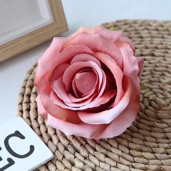 

10cm artificial flowers head flannelette rose flower for wedding home decoration fake diy wreath scrapbook supplies decorative & wreaths