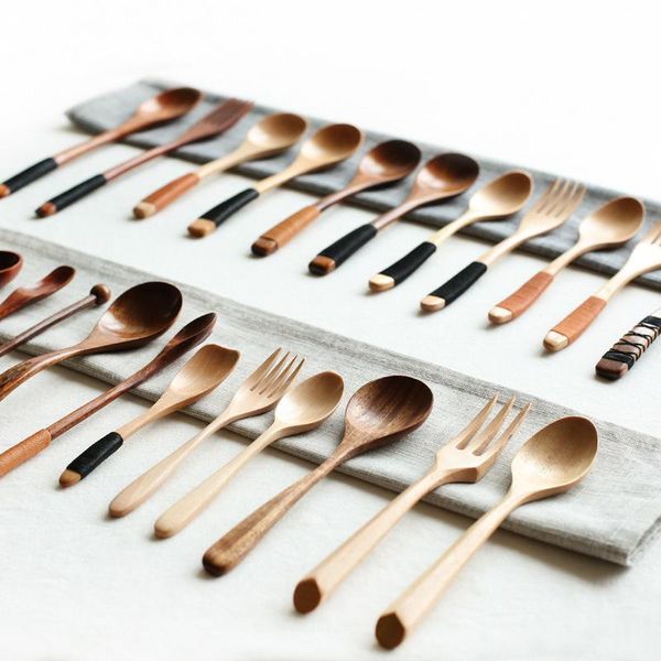 

spoons wooden spoon japanese fork set coffee mixing optional l1