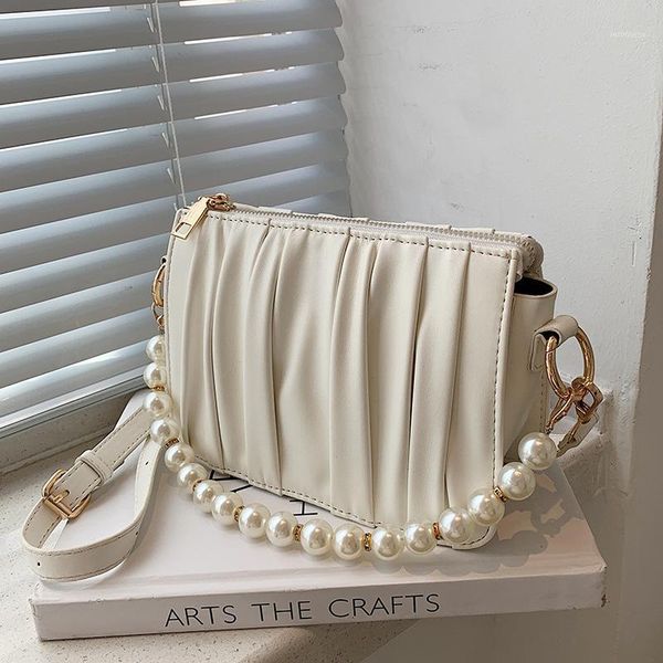 

evening bags summer fashion folds flap for women 2021 pu leather chain female crossbody sac main femme lady shoulder bag purses1