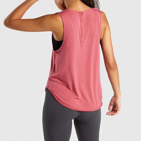 

fashion sports t-shirt breathable back button simple vest t-shirt vest blouse fitness suit new products, Black;white