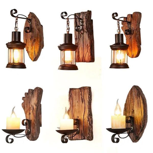 

art creative retro industrial wood wall lamp minimalist decorative led lights for restaurant bar coffee home product