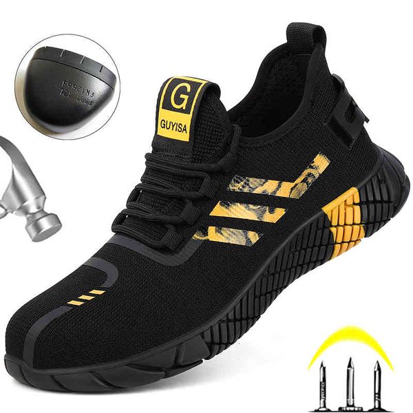 

dress shoes men safety boots steel toe cap work working sneakers anti-puncture security industrial sta4, Black