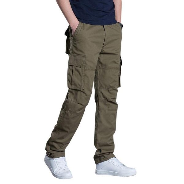 

men's pants cargo men combat swat army military 100%cotton many pockets stretch flexible man casual trousers plus size, Black