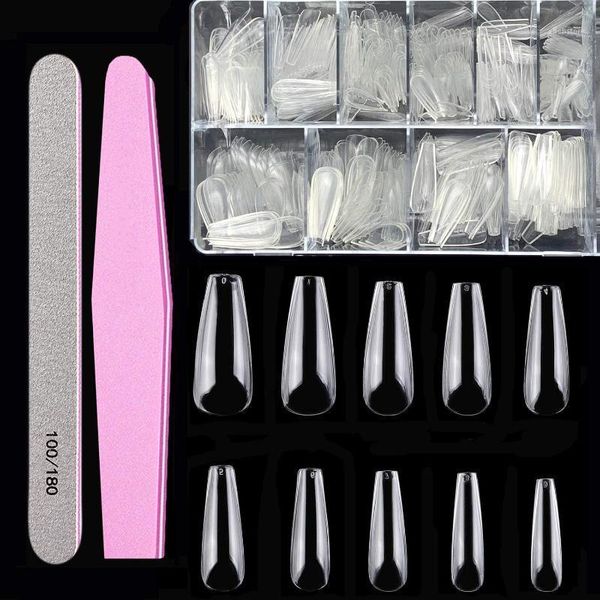 

500pcs nail tips clear fake nails with files coffin acrylic false diy art1