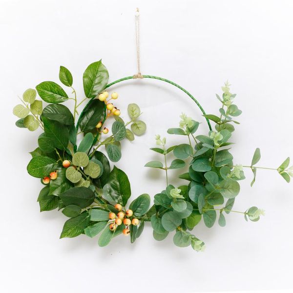 

decorative flowers & wreaths simulation eucalyptus wreath with suitable for front door wall holiday fireplace window decoration|wreaths garl
