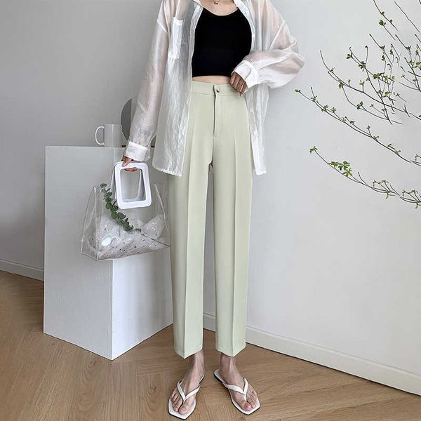 Pantaloni da tuta da donna estivi a vita alta a nove punti moda ufficio albicocca elegante bianco casual da donna colore caramella X0629