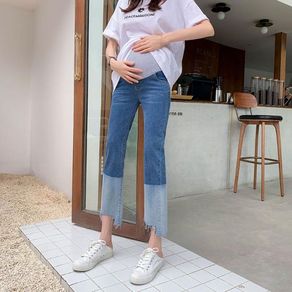 

maternity bottoms jeans pregnancy pants abdomen extension clothes for a pregnant woman cropped trousers, White