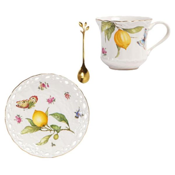 

mugs 1 set european style coffee mug ceramic cup saucer water drinking (assorted color)