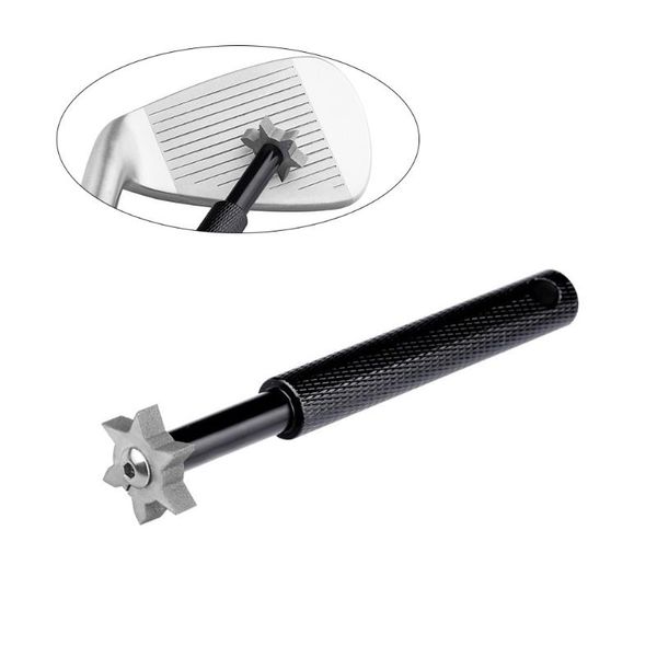 

golf training aids club groove sharpener re-grooving cleaning tool with 6 cutters (black)