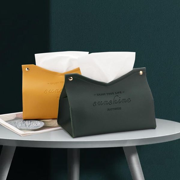 

tissue boxes & napkins leather pu standard box case holder paper multifunction dustproof office home car rectangle storage