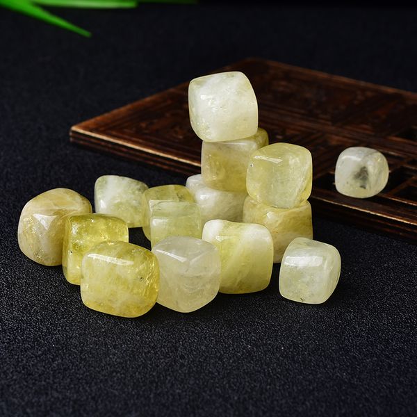 Polido natural Citrino Cube caiu pedra pedras pedras quadradas de cristal de cristal para peixes decoração decoração jardim heali