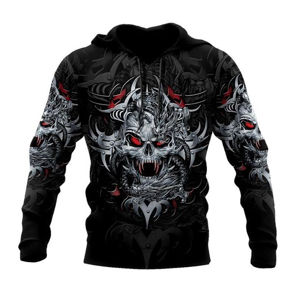 

men's hoodies & sweatshirts product fashion zipper pullover 3d full print skull pattern clothing casual hoodie/sweatshirt/zipper styl, Black